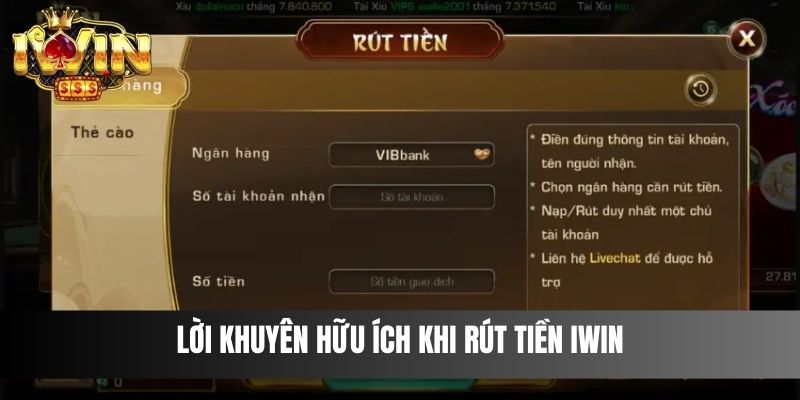 Lời khuyên hữu ích khi Rút Tiền Iwin